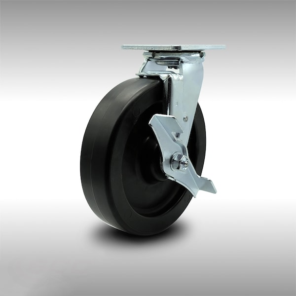 Service Caster 8 Inch Stainless Steel Polyolefin Swivel Caster with Ball Bearing and Brake SCC SCC-SS30S820-POB-TLB - main